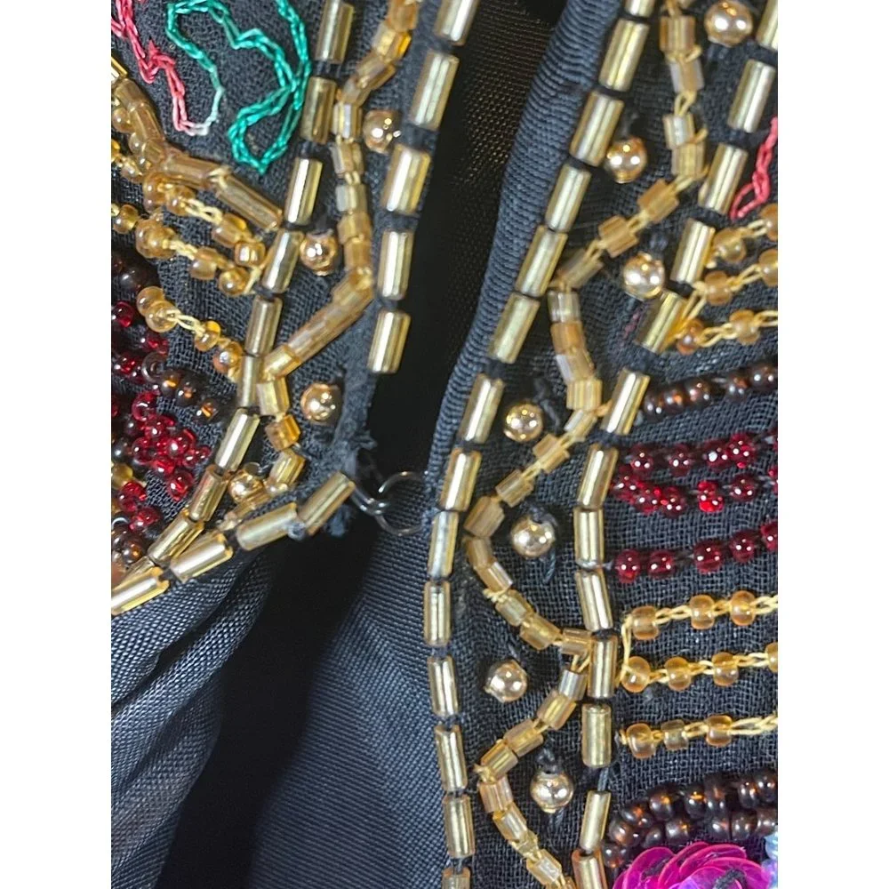 Vintage Lew Magram Artsy Beaded Sequin Cropped Multi Color Blazer Jacket Sz. S - Picture 6 of 9